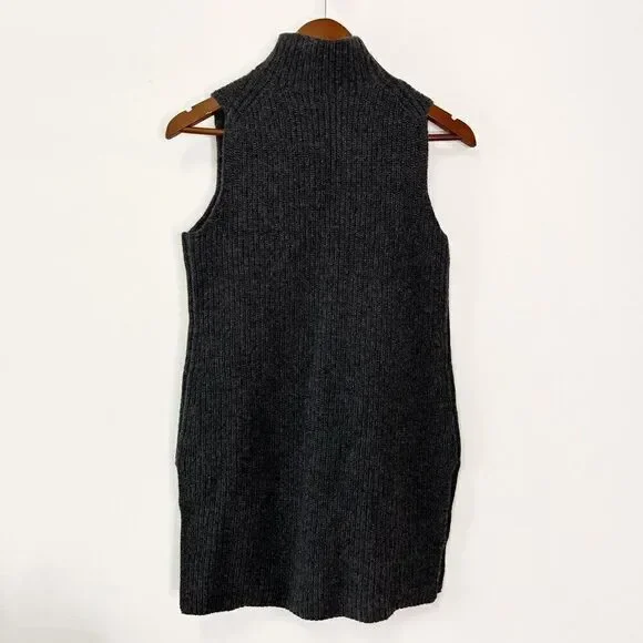 Theory Embree Charmant Mock-Neck Sleeveless Sweater in Dark Charcoal - Picture 4 of 10